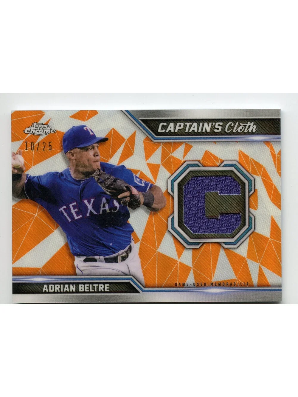 2021 Topps Chrome Captain's Cloth Relics Adrian Beltre GU Jersey 10/25 HOF
